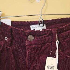 Good American Burgundy Corduroy Flare Pants
